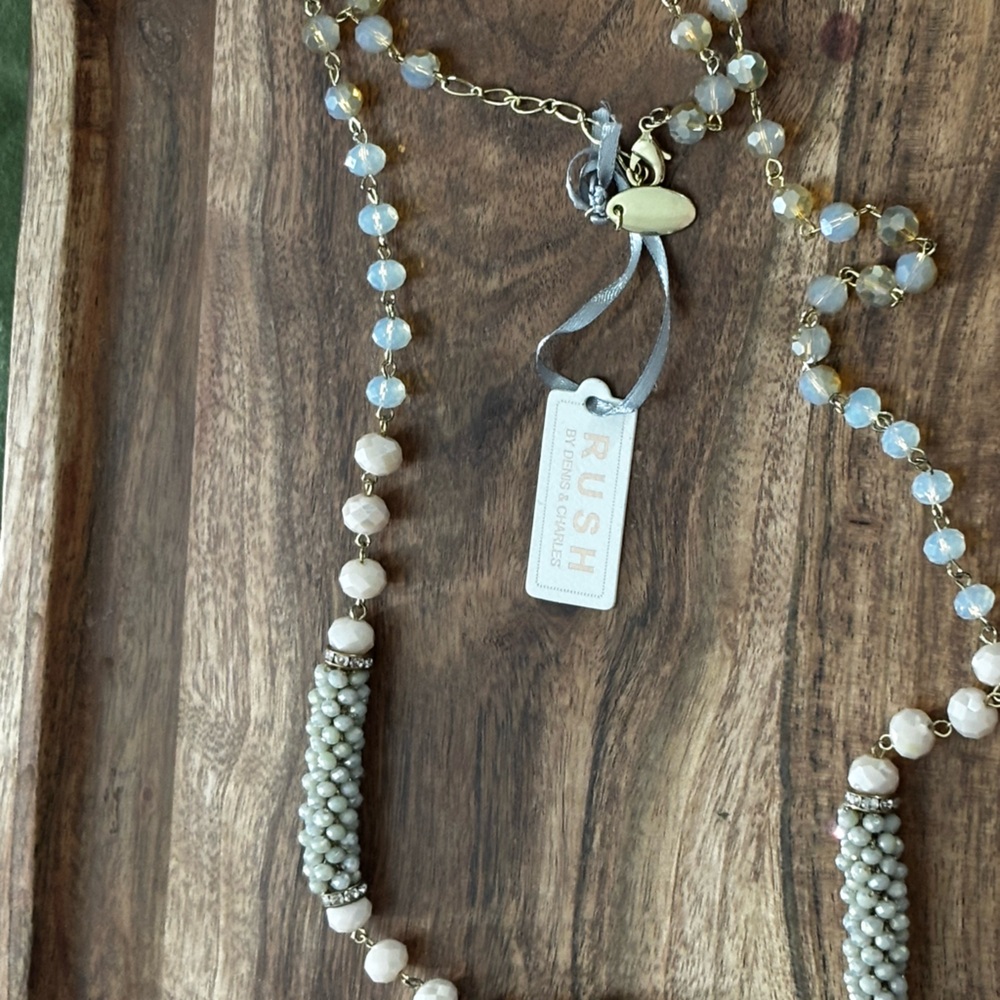 RUSH by Pink Blush Pale Gray Opalescent Beaded Necklace
